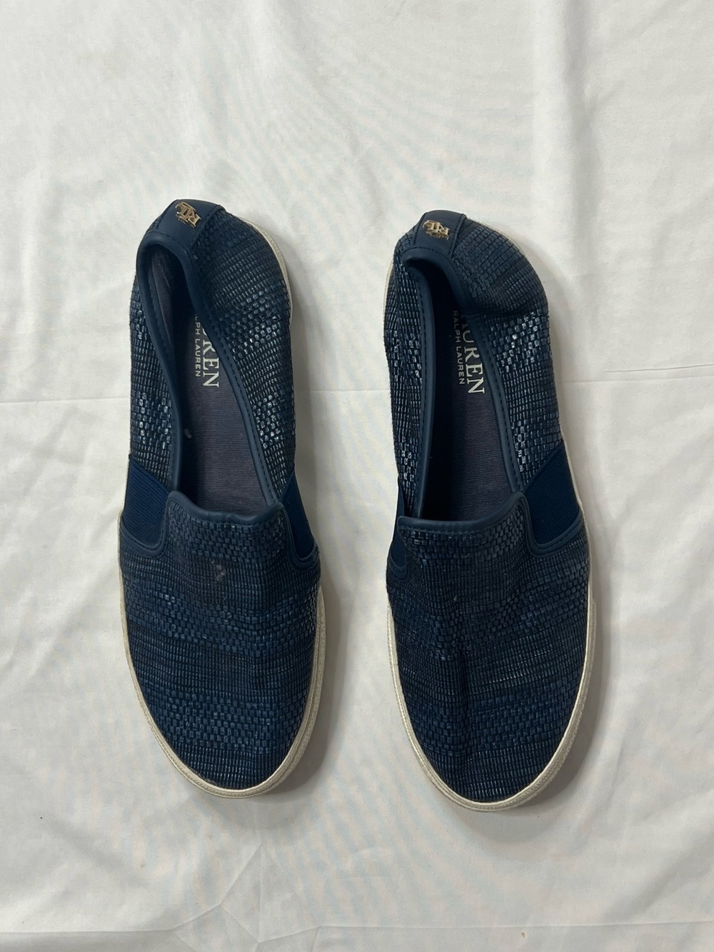 Lauren Ralph Lauren Navy and White Slip-On Sneakers